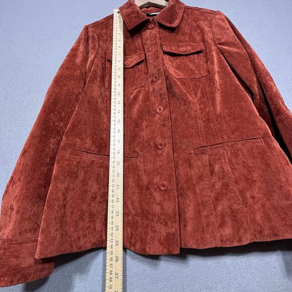 Croft & Barrow Corduroy Jacket Top M Rust Button Up Boho Indie Western Retro - Picture 5 of 6